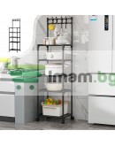 Етажерка стелаж с колела и куки на 5 нива за баня и кухня